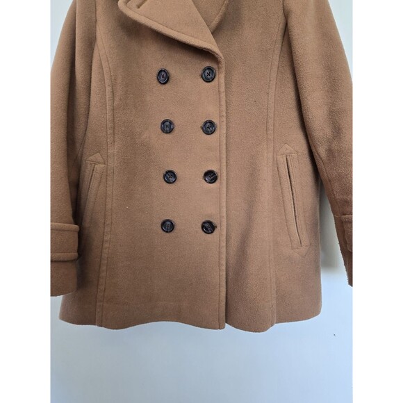 Lands End Coat Womens M Double Breasted Brown Wool Blend Winter Old Money Classy - Picture 3 of 9